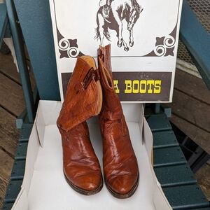 Vtg Mens Boxed Eelskin Boots Sz 8d